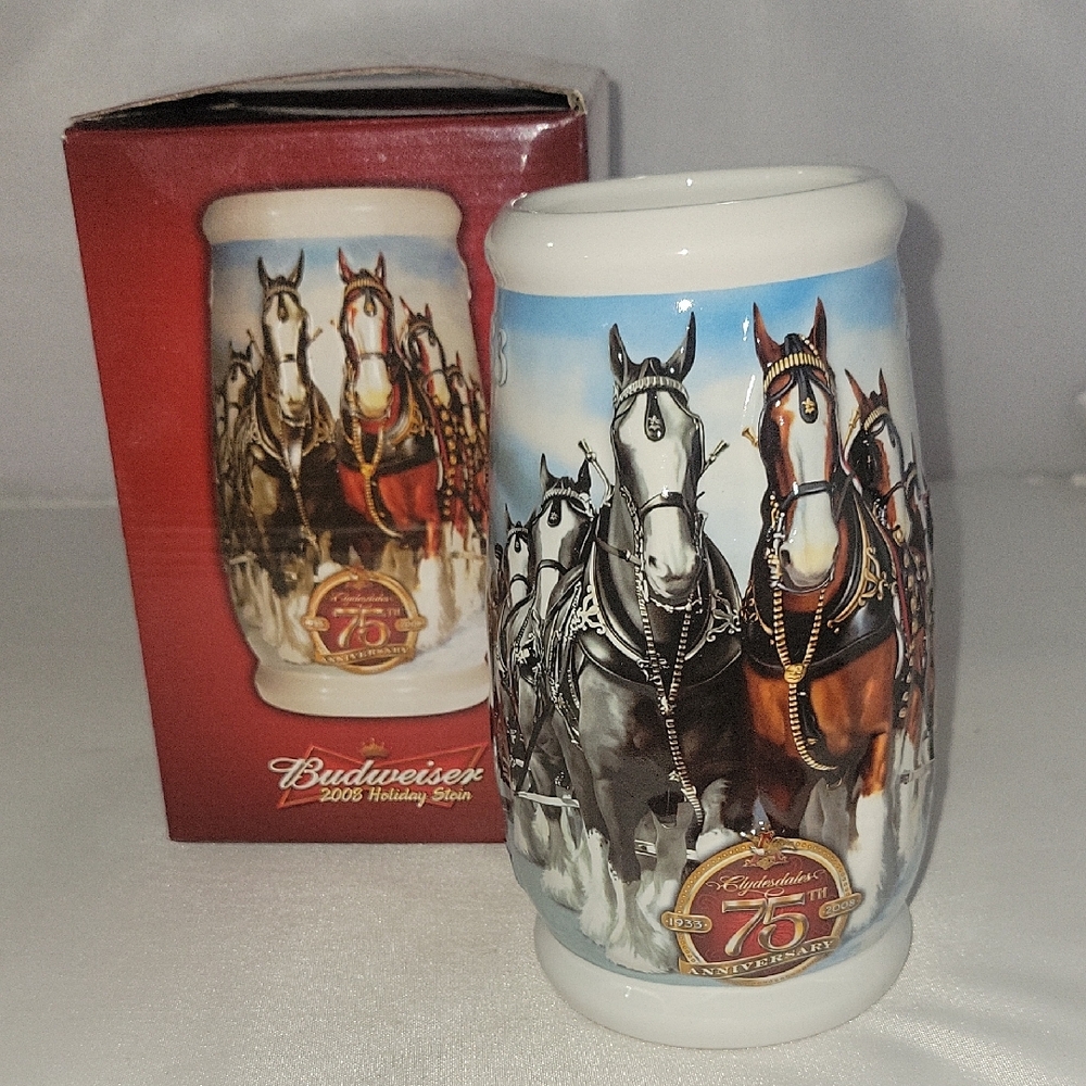 Budweiser Collectors 2005 Holiday Stein with Clydesdales